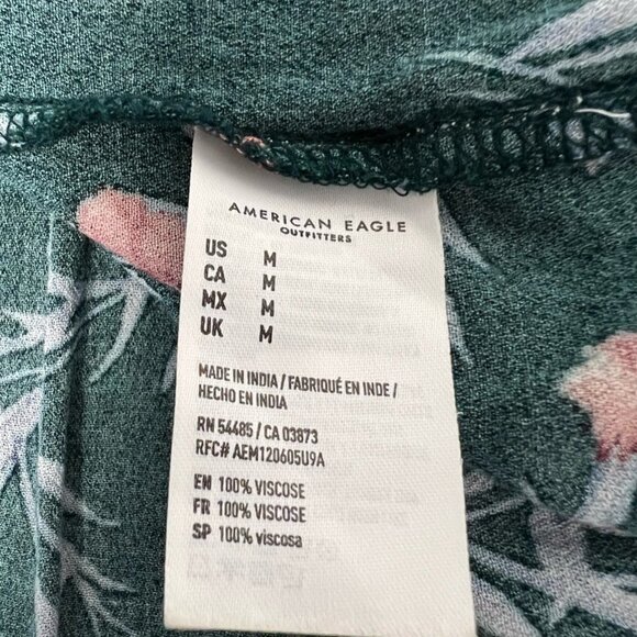 American Eagle Womens Blouse Multicolor Floral Long Sleeve V Neck Tie Pullover M - Picture 10 of 11